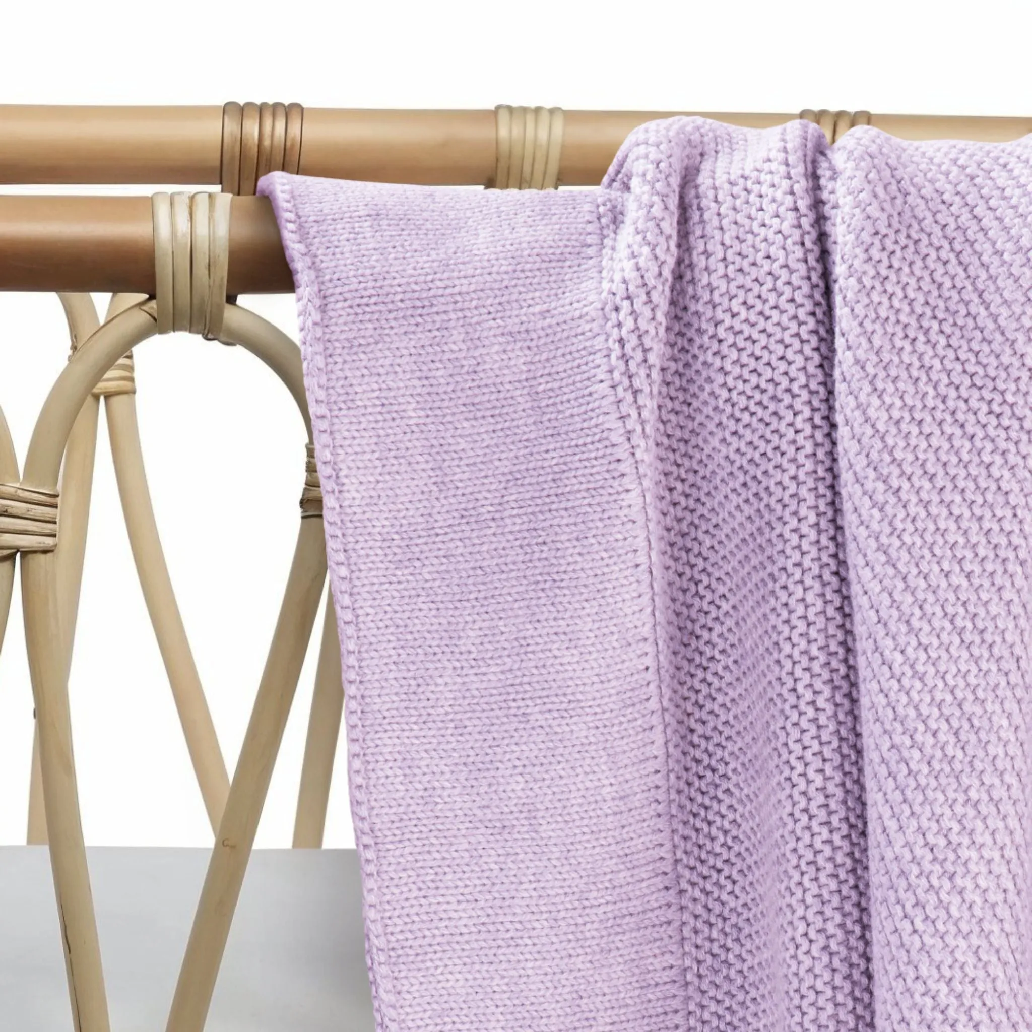 Cotton Classic Knit Baby Blanket | Lilac