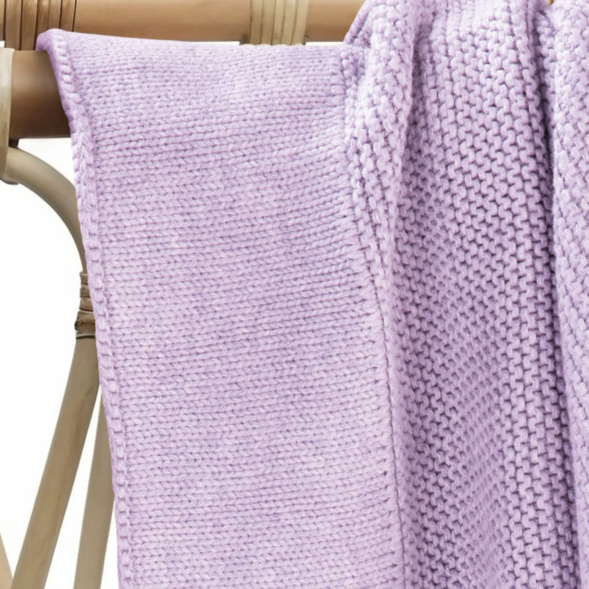 Cotton Classic Knit Baby Blanket | Lilac