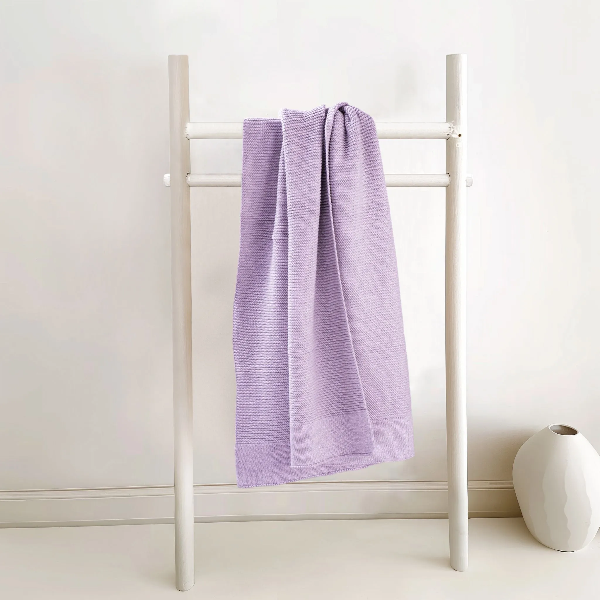 Cotton Classic Knit Baby Blanket | Lilac