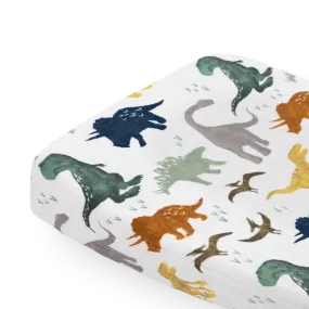 Cotton Muslin Changing Pad Cover - Dino Friends