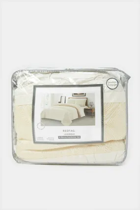 Cream Embellished Sequin Comforter 4 Piece Set (Double Size)