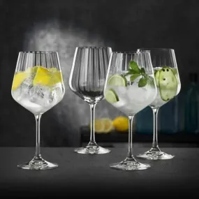 CRYSTAL STREAK SPRITZ STEM GLASS - Set Of 4