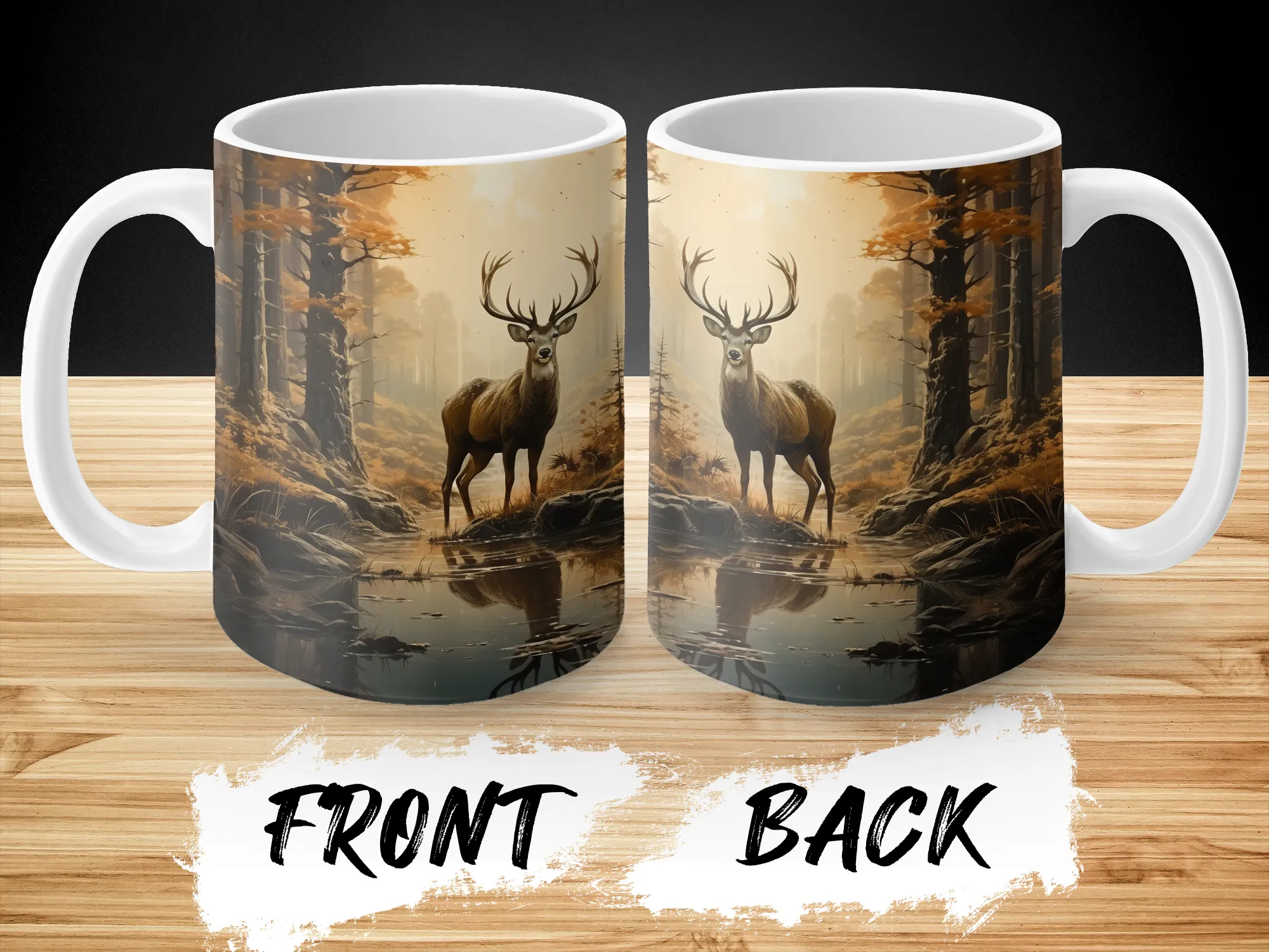 Deer in the Forest Design Coffee Cup Mug, Deer Mug, Forest Mug, Gift for Him, Gift for Women, Nature Lover Coffee Mug