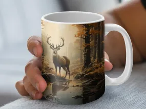 Deer in the Forest Design Coffee Cup Mug, Deer Mug, Forest Mug, Gift for Him, Gift for Women, Nature Lover Coffee Mug