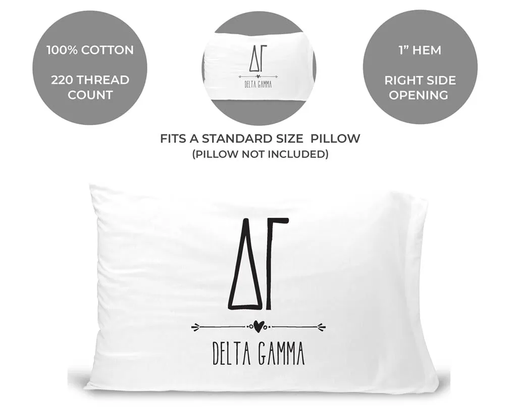 Delta Gamma Boho Greek Letters and Name Pillowcase