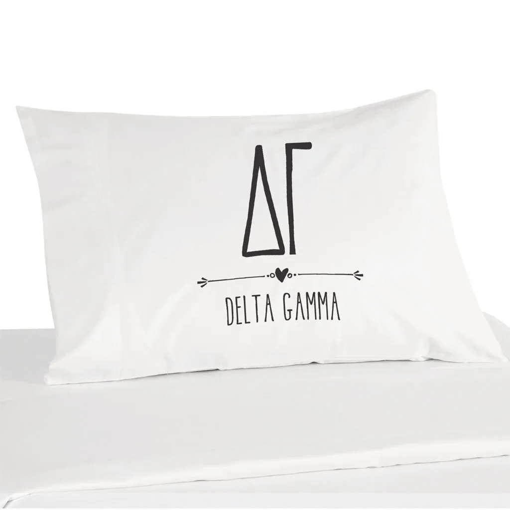 Delta Gamma Boho Greek Letters and Name Pillowcase