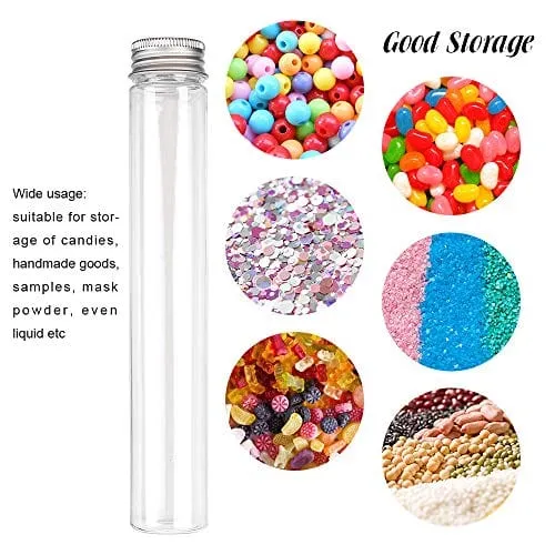 DEPEPE 18pcs 115ml Clear Flat Plastic Test Tubes with Screw Caps 30 x 180mm with 3 Funnels and 1 Brush, Large Test Tubes Containers for Bath Salt Candy Storage