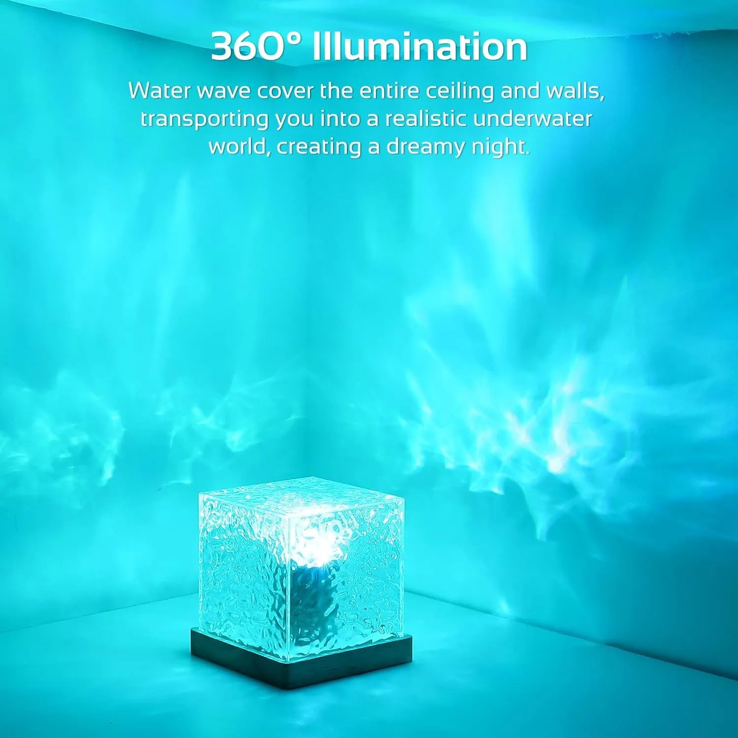 Desidiya® Projector Lights Ocean Wave, Romantic Warm Ocean Wave Water Night Light Projector 3D Water Wave Effect, Romantic LED Light Projector Projection Lamps Crystal Table Lamp for Bedroom Decor