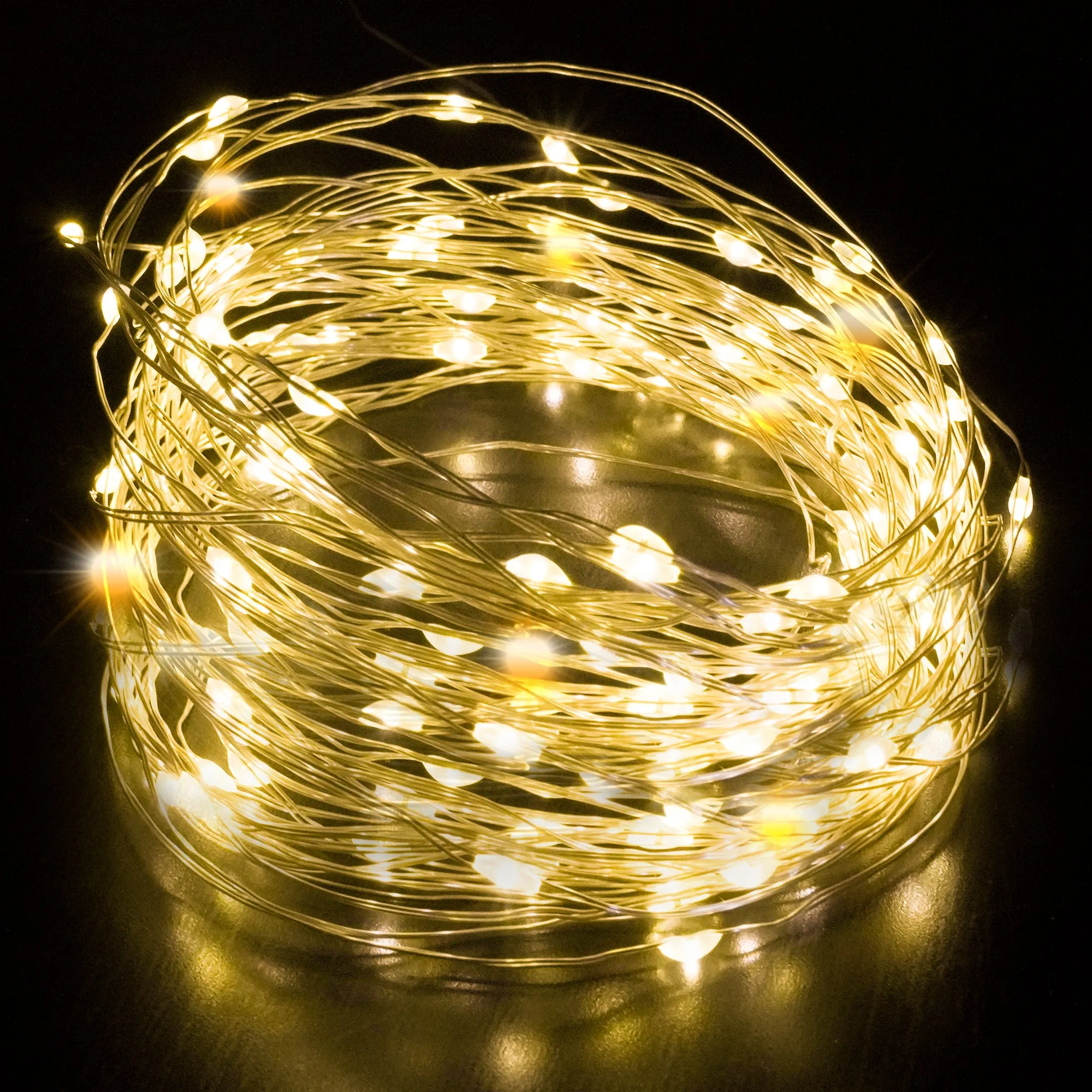 Desiretech - LED Battery-Powered Fairy Lights - Copper Wire String Lights - Waterproof Decorative LED for Indoor/Outdoor Use - Weddings, Christmas, Bedroom, Patio & Party