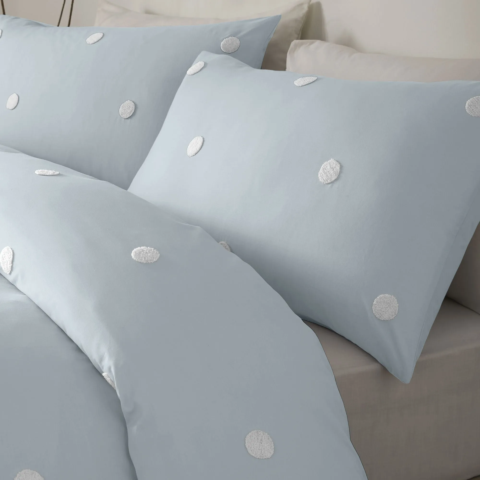 Dot Garden Duvet Cover Set by Appletree Boutique in Duck Egg with White Dots