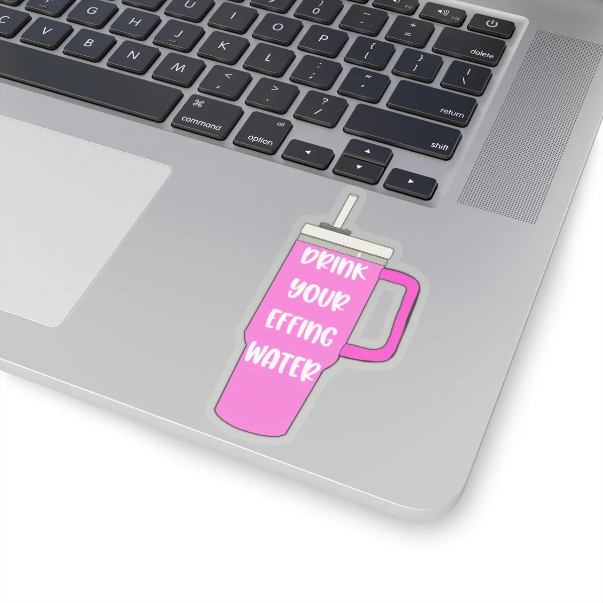 Drink Your Effing Water Sticker Hot Pink, Water Bottle Kiss-Cut Sticker