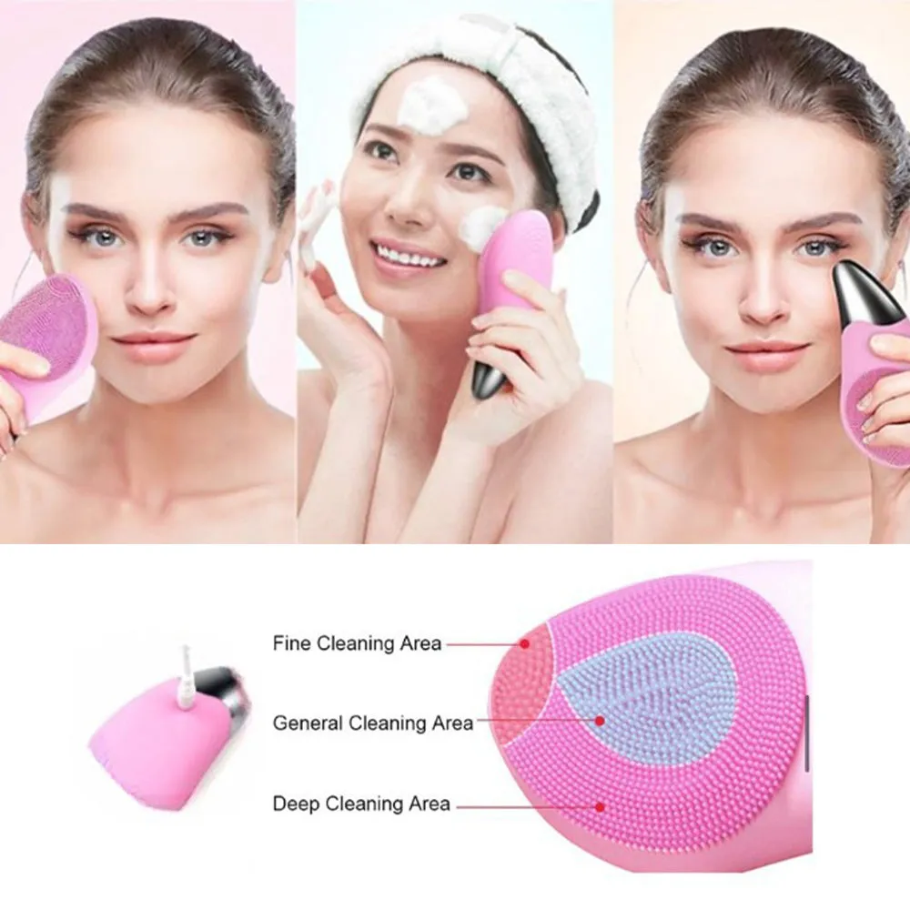 Electric Silicon Waterproof Facial Cleansing Brush and Massager - USB Rechargeable