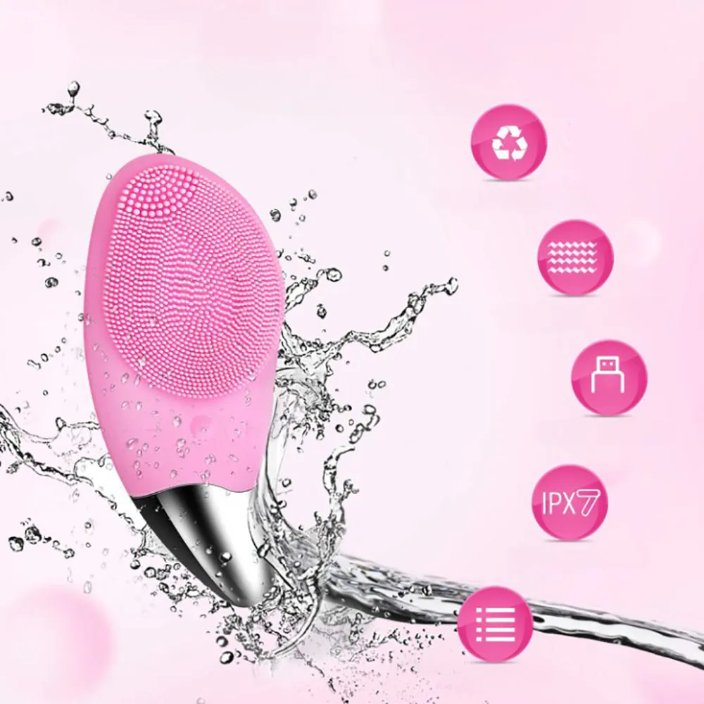 Electric Silicon Waterproof Facial Cleansing Brush and Massager - USB Rechargeable