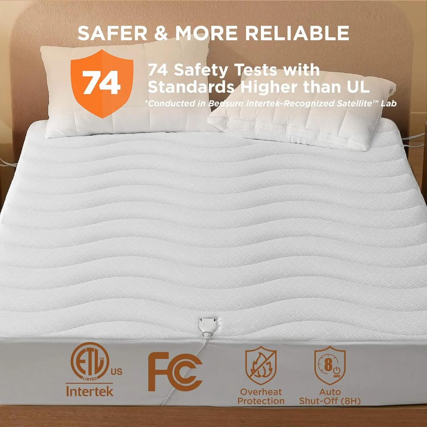 Embossed Polyester Microfiber Heated Mattress Pad