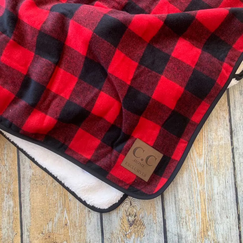 Embroidered Buffalo Check Blanket