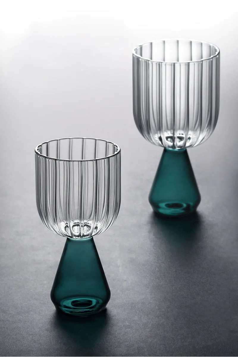 Emerald Cut Ripple Glass Cups