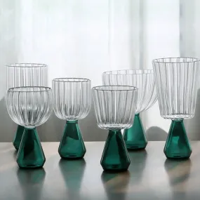 Emerald Cut Ripple Glass Cups