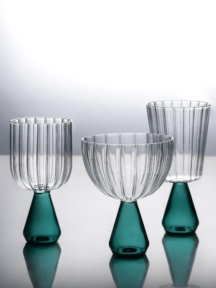 Emerald Cut Ripple Glass Cups