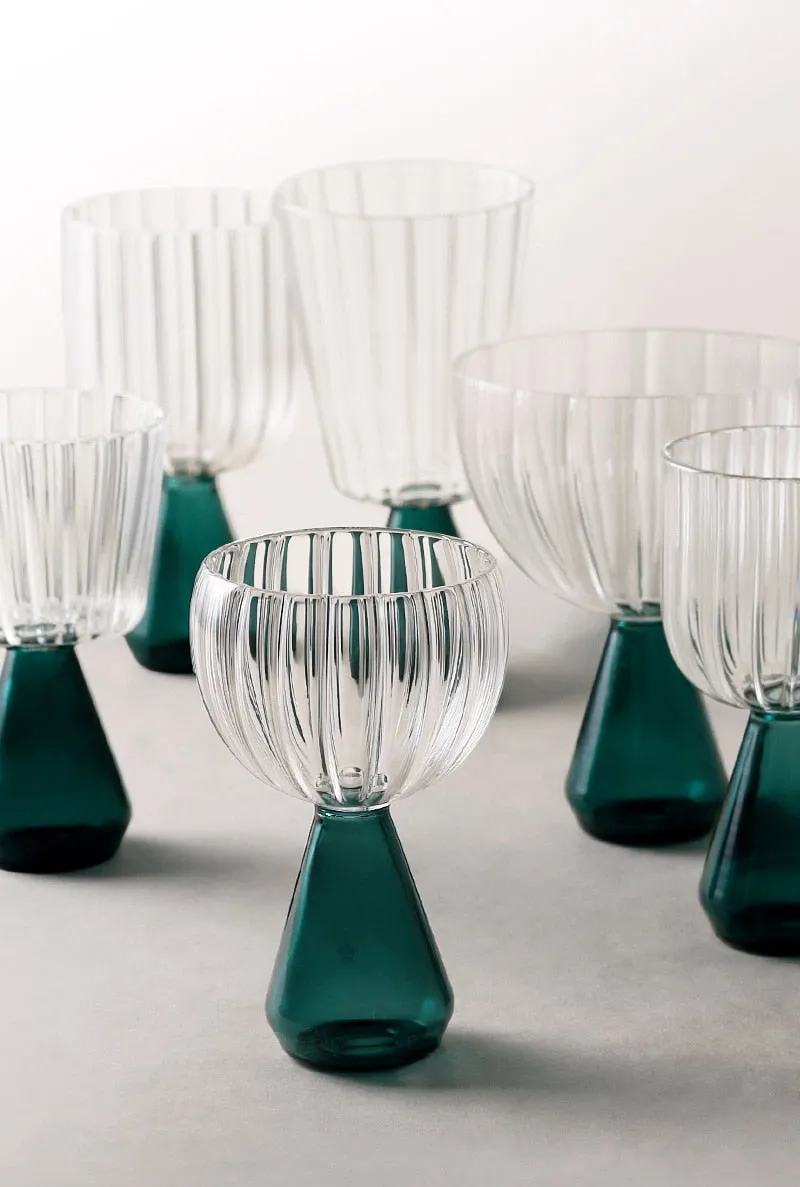 Emerald Cut Ripple Glass Cups