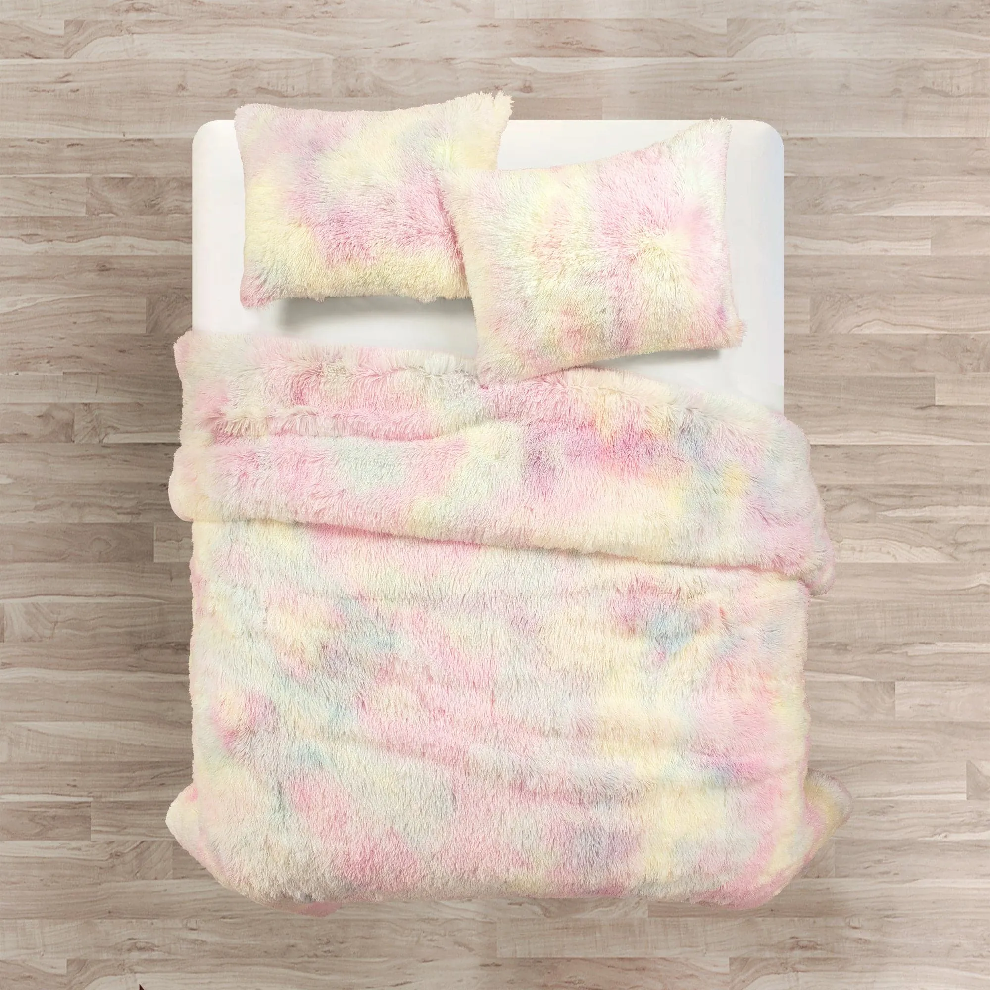 Emma Cozy Ultra Soft Rainbow Faux Fur Comforter Set