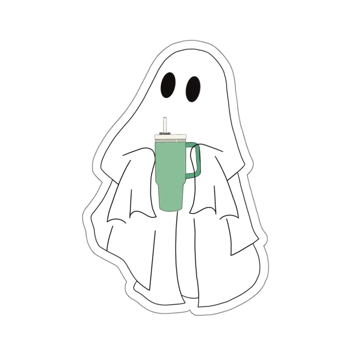 Emotional Support Water Bottle Ghost Kiss-Cut Sticker