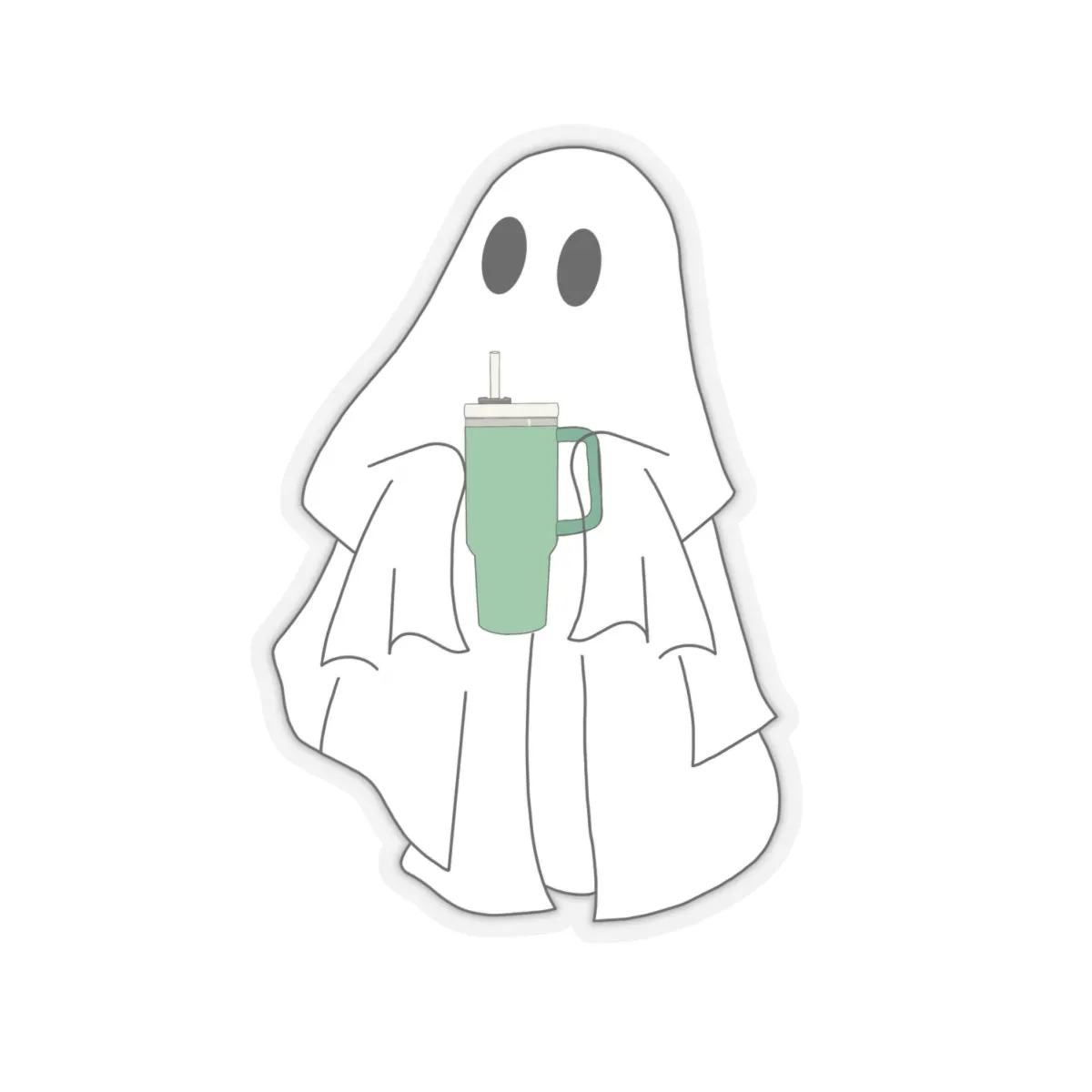 Emotional Support Water Bottle Ghost Kiss-Cut Sticker