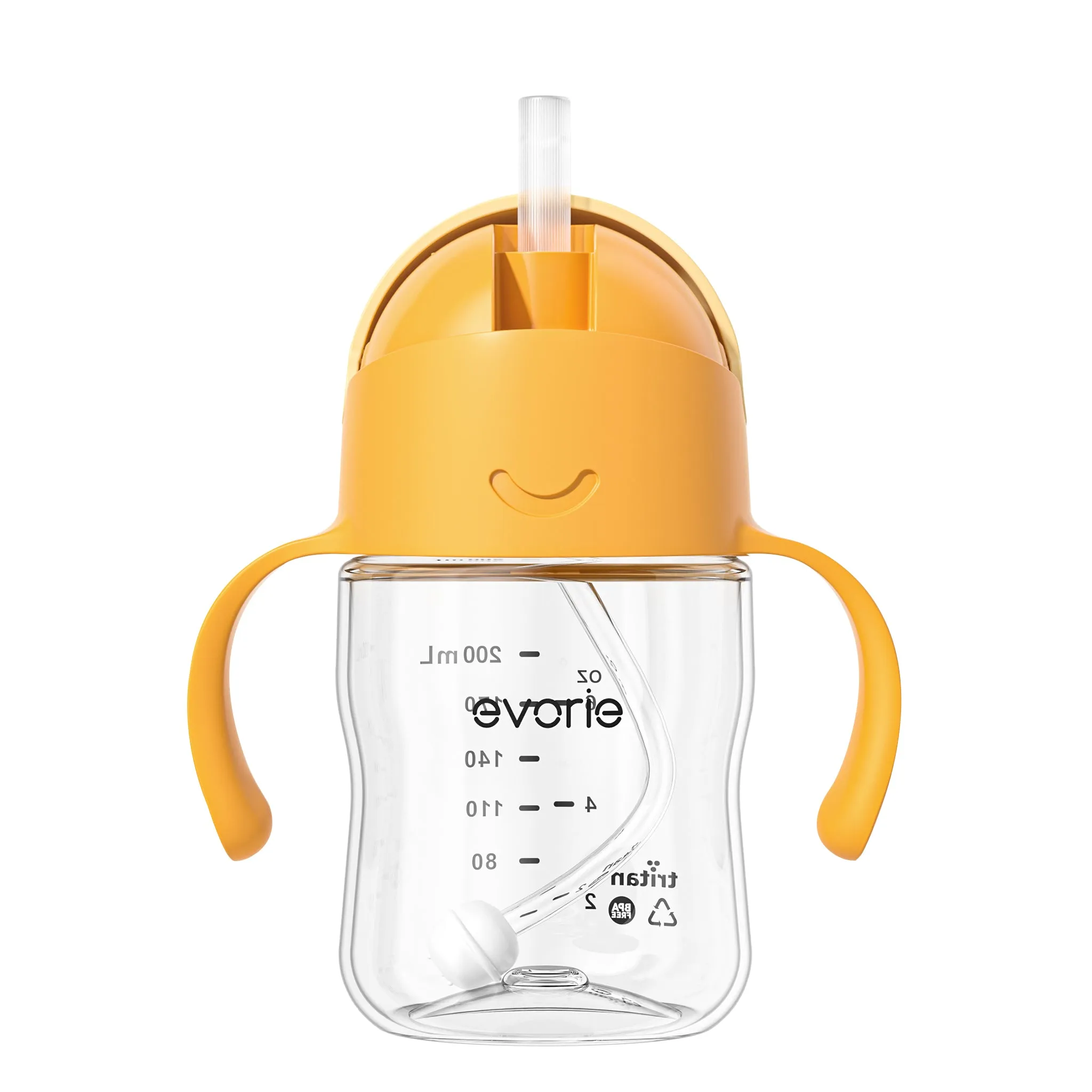 Evorie Tritan Baby 360 Straw Water Bottle Sippy Cup 200mL, Apricot