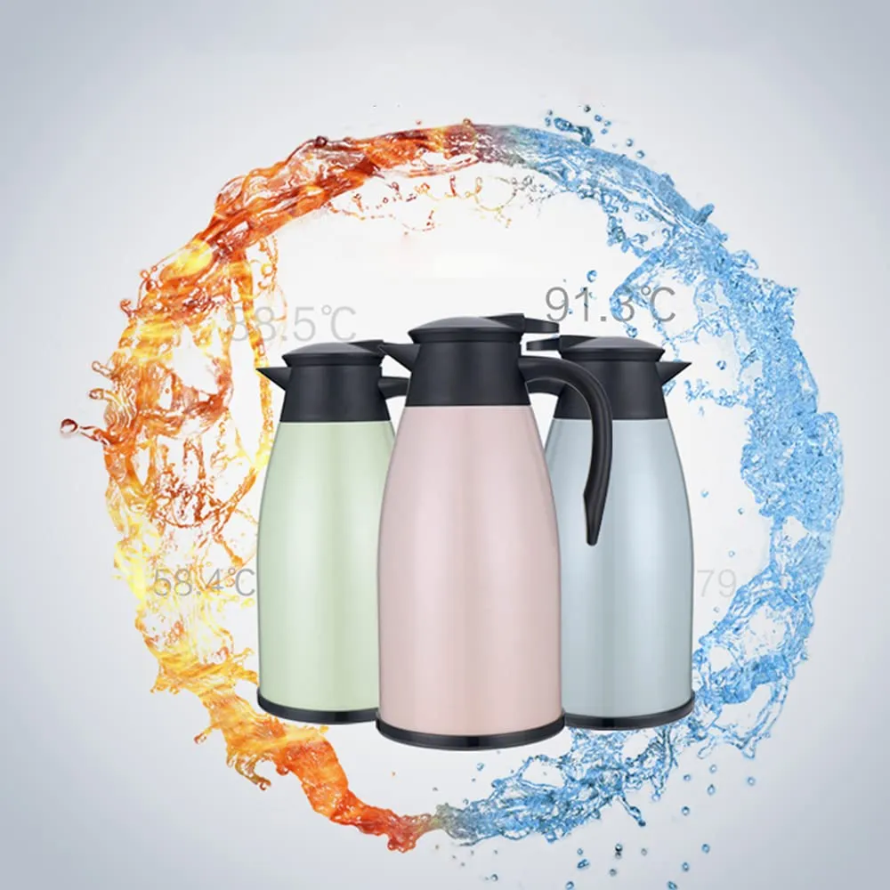 EXCLUZO Stainless Steel Insulation Bottle Double Walled Vacuum 2L Keep Heat Cold for Beverage Tea Coffee Water