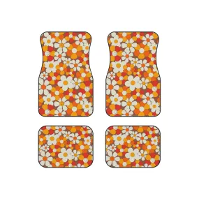 Floral Car Mats Rubber Mats for Car 4 Pieces Front and Back Mats for Car