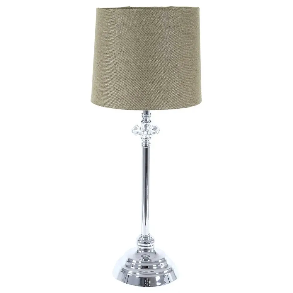 Florence Chrome Buffet Lamp Olive Green Shade 51cm