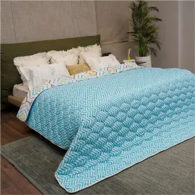 Fluffy & Heavy 200 GSM Microfiber Reversible Quilted Winter Comforters (Morocco Blue-Single, Double)