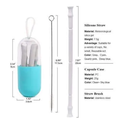 Foldable Silicone Straw Kit