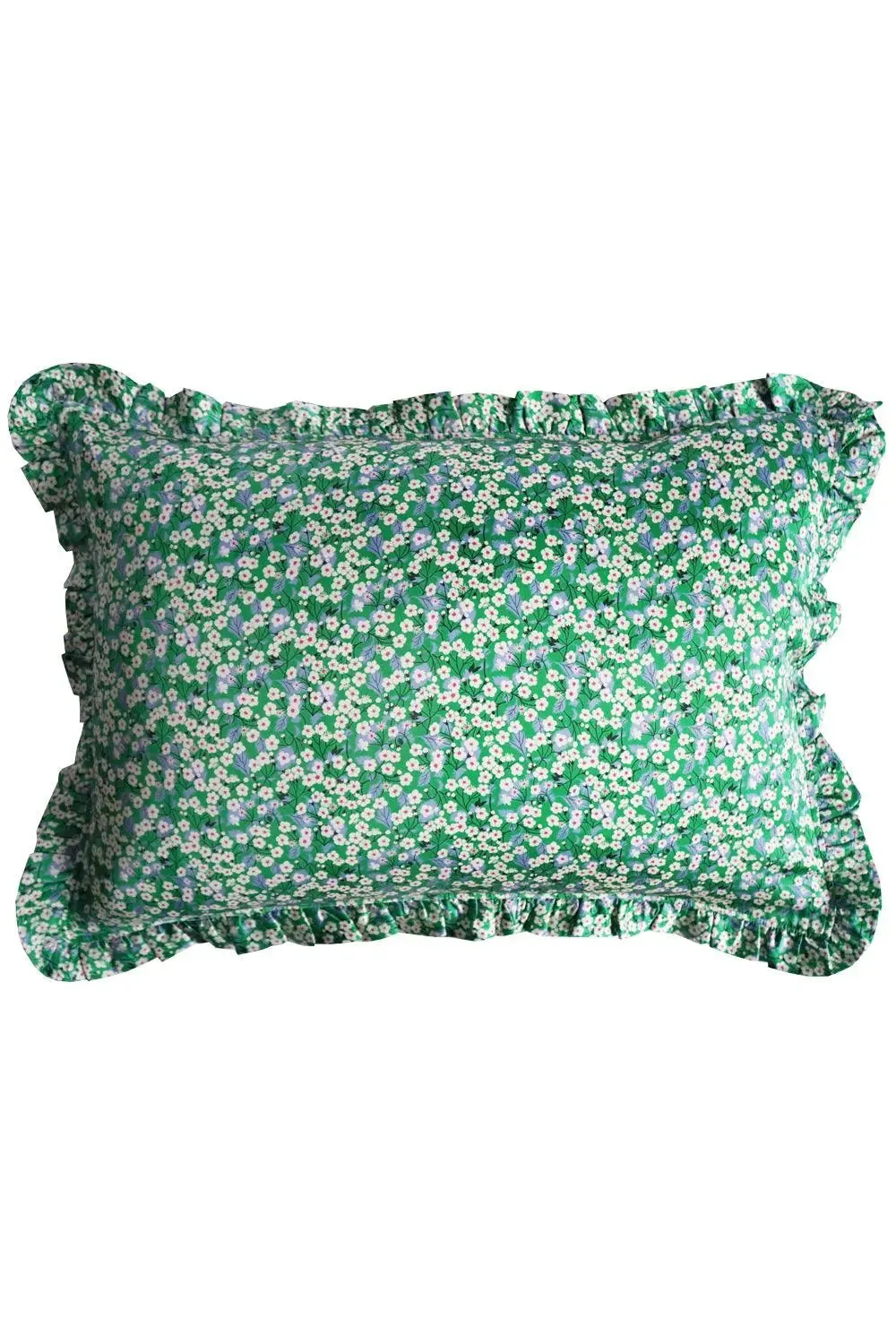 Frill Silk Pillowcase Made With Liberty Fabric MITSI EMERALD