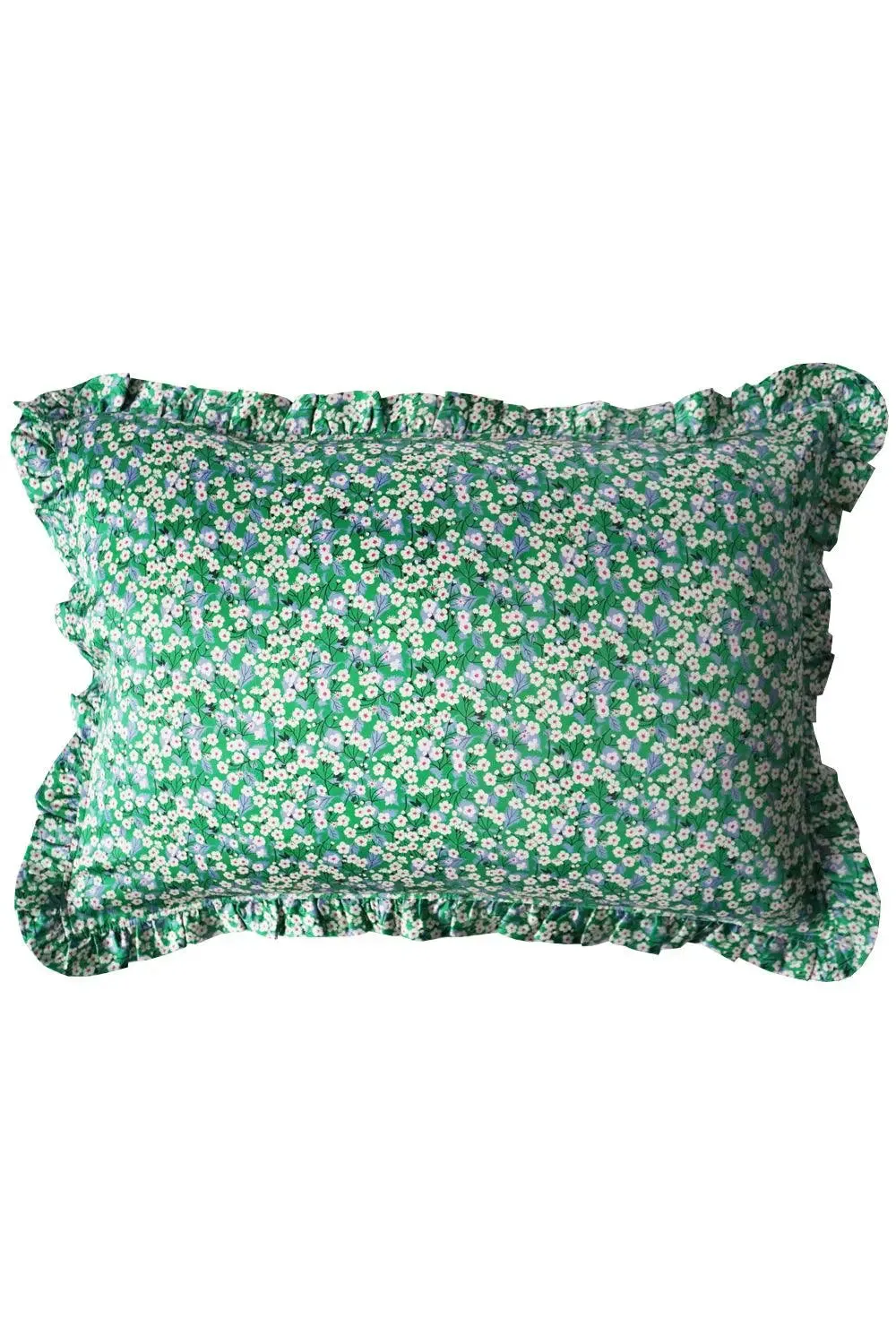 Frill Silk Pillowcase Made With Liberty Fabric MITSI EMERALD