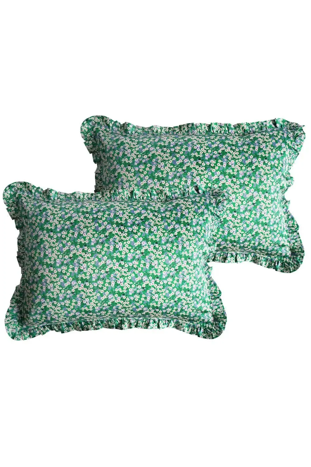 Frill Silk Pillowcase Made With Liberty Fabric MITSI EMERALD