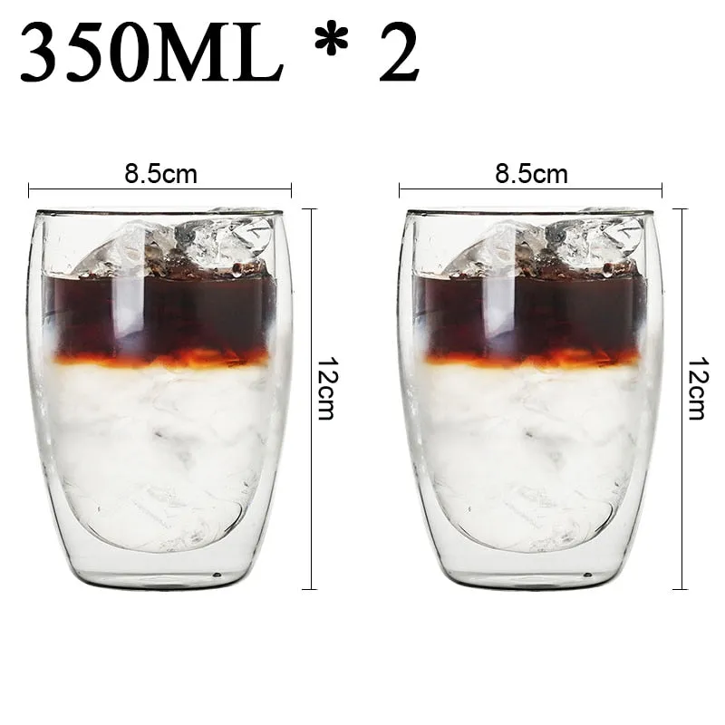 Funki Buys | Cups | Glass Double Wall High Borosilicate Glass Mug Sets