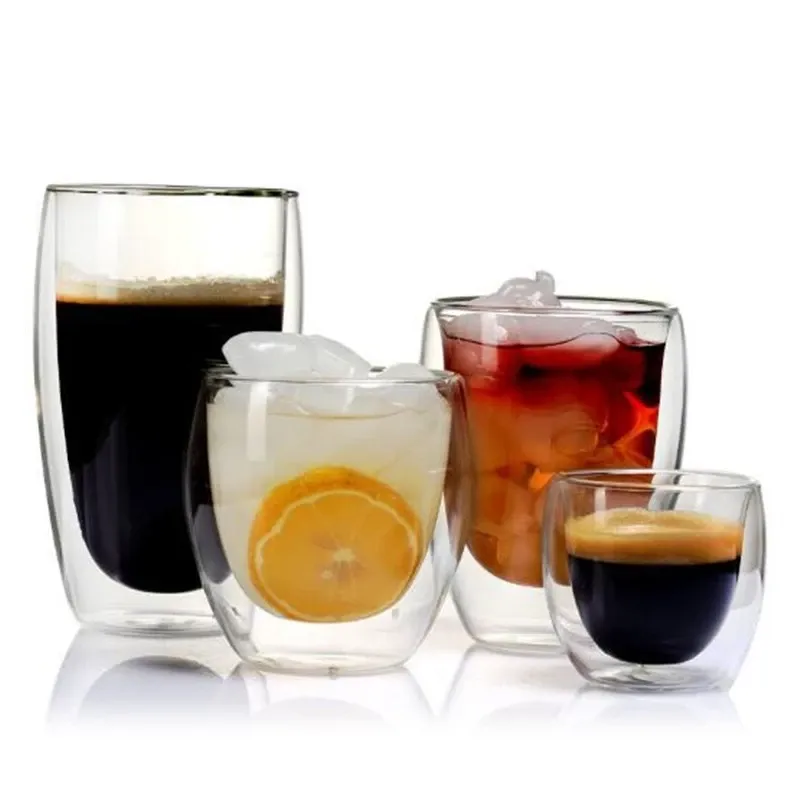 Funki Buys | Cups | Glass Double Wall High Borosilicate Glass Mug Sets