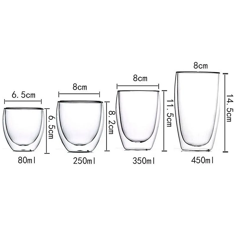 Funki Buys | Cups | Glass Double Wall High Borosilicate Glass Mug Sets