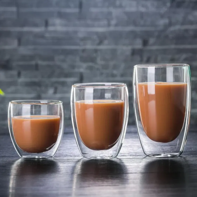 Funki Buys | Cups | Glass Double Wall High Borosilicate Glass Mug Sets