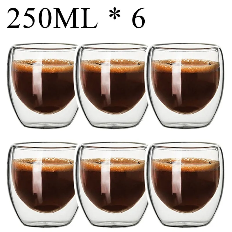 Funki Buys | Cups | Glass Double Wall High Borosilicate Glass Mug Sets