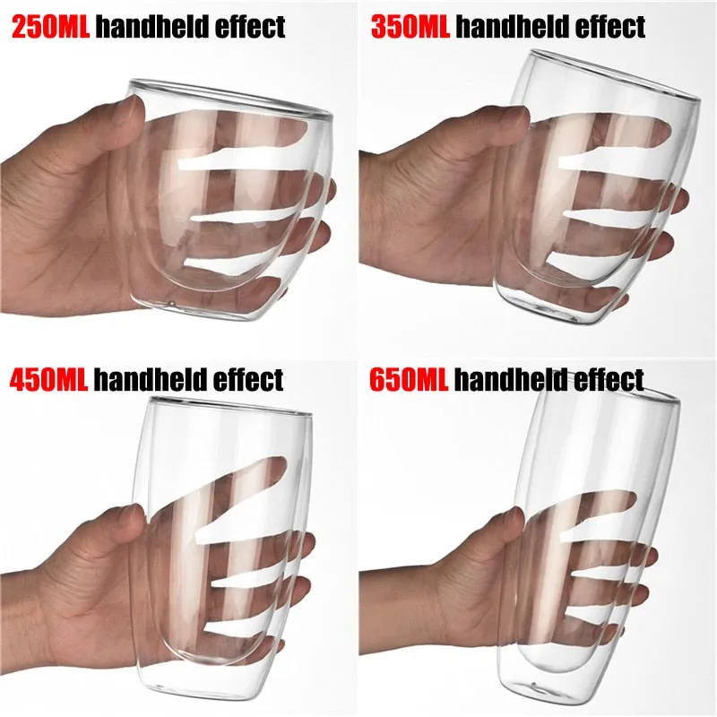 Funki Buys | Cups | Glass Double Wall High Borosilicate Glass Mug Sets