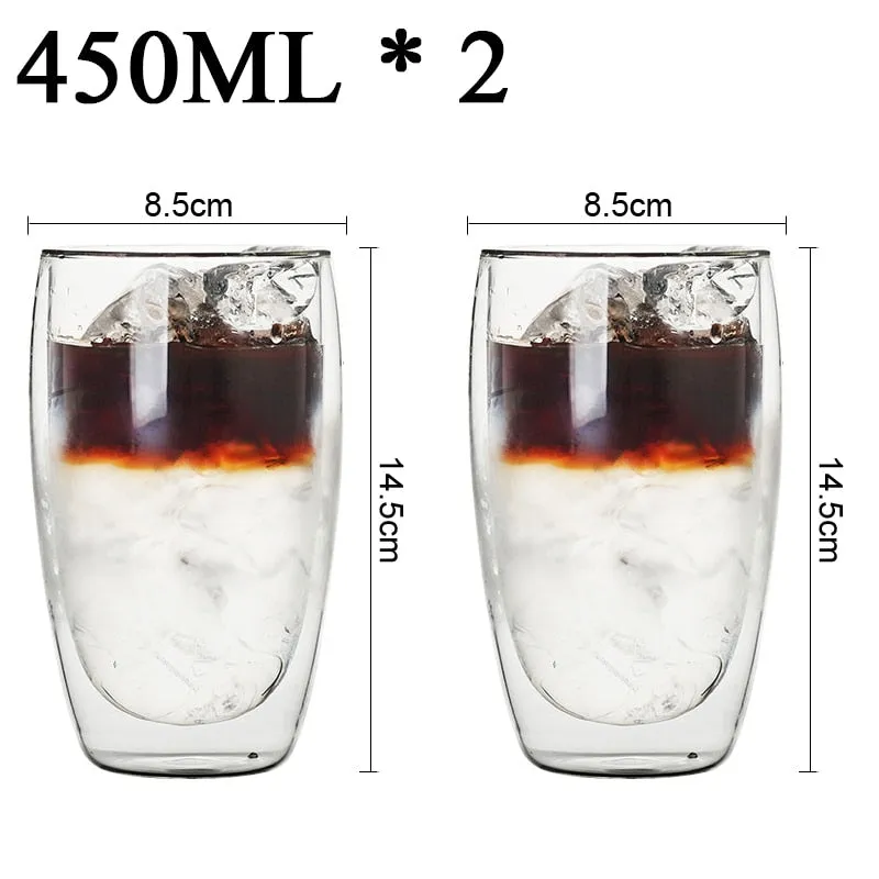 Funki Buys | Cups | Glass Double Wall High Borosilicate Glass Mug Sets