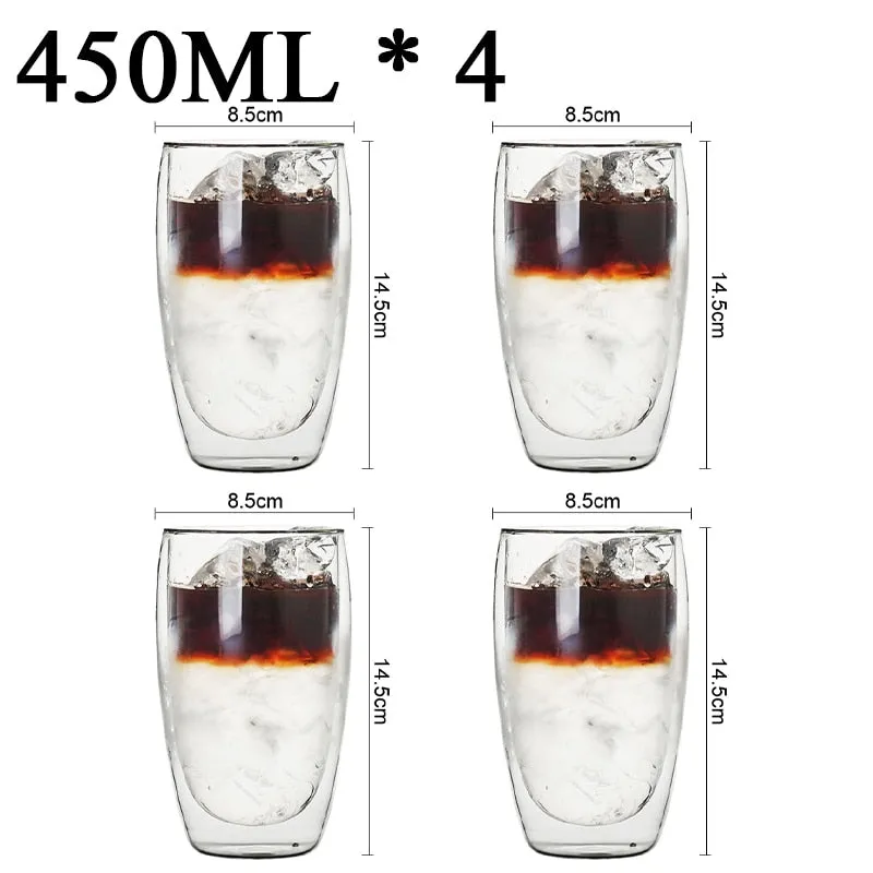 Funki Buys | Cups | Glass Double Wall High Borosilicate Glass Mug Sets