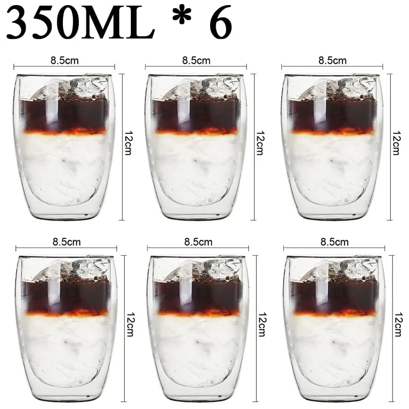 Funki Buys | Cups | Glass Double Wall High Borosilicate Glass Mug Sets