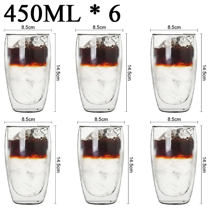 Funki Buys | Cups | Glass Double Wall High Borosilicate Glass Mug Sets