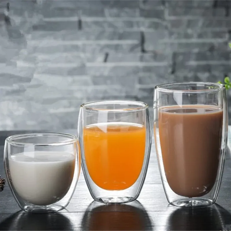 Funki Buys | Cups | Glass Double Wall High Borosilicate Glass Mug Sets