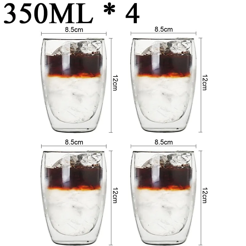 Funki Buys | Cups | Glass Double Wall High Borosilicate Glass Mug Sets