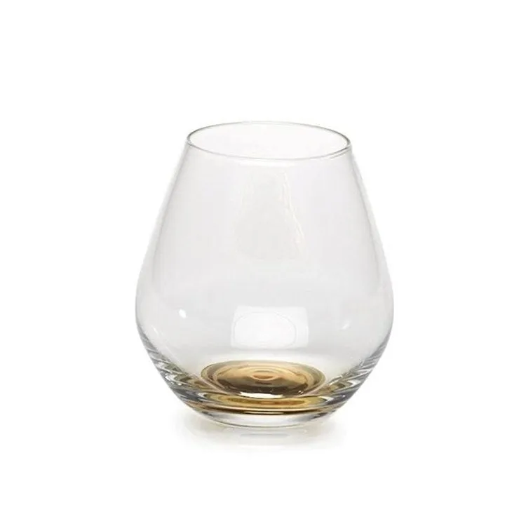 Golden Base Stemless Wine Glasses Set of 4