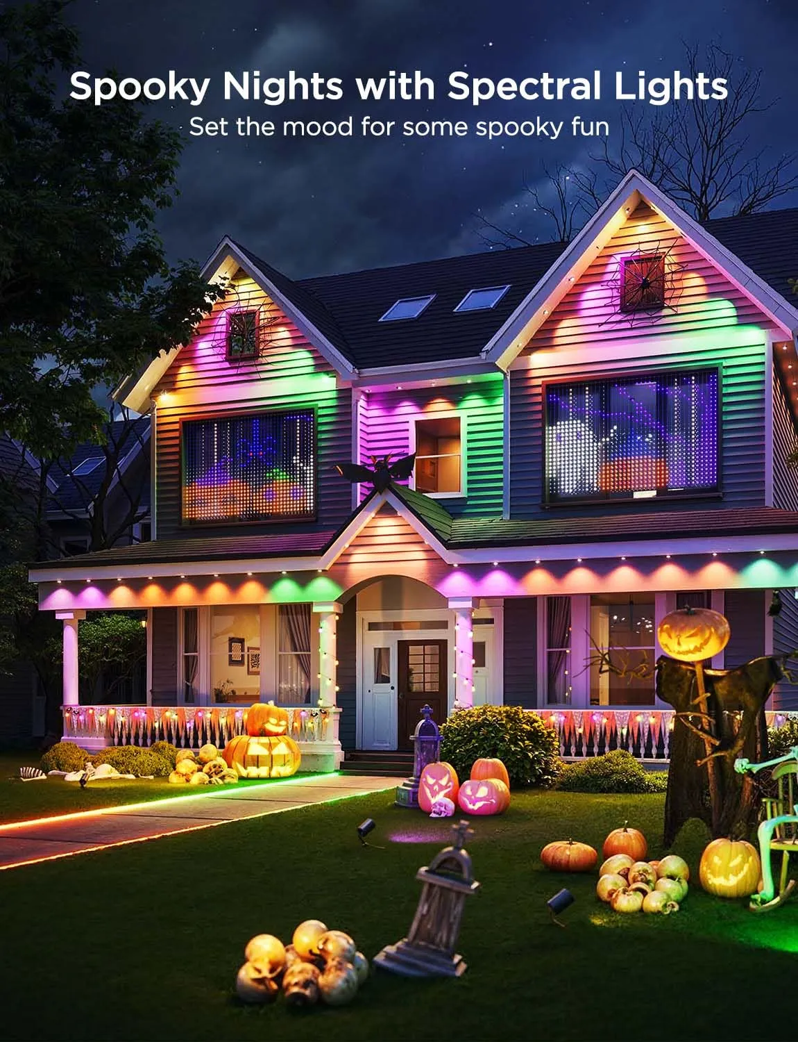 Govee Permanent Outdoor Lights Pro, 200ft with 120 RGBIC LED Lights for Daily and Accent Lighting, 75 Scene Modes for Halloween, IP67 Waterproof, Works with Alexa, Google Assistant, Matter, White