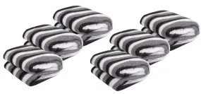 GOYAL'S ® Black and White Stripe Single Bed AC Fleece Blanket - Pack of 6